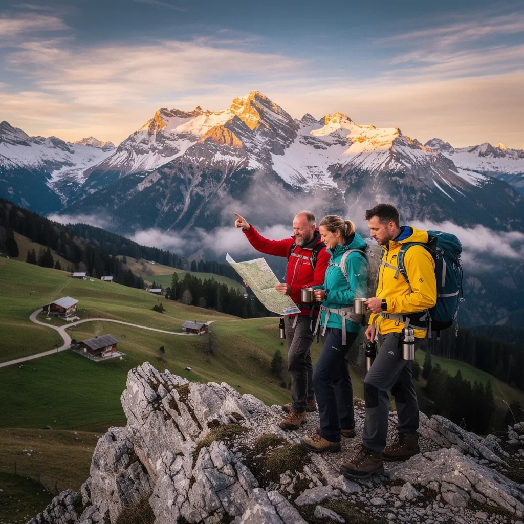 Familie beim Picknick in einer sonnigen Parklandschaft, umgeben von Natur und Bäumen.